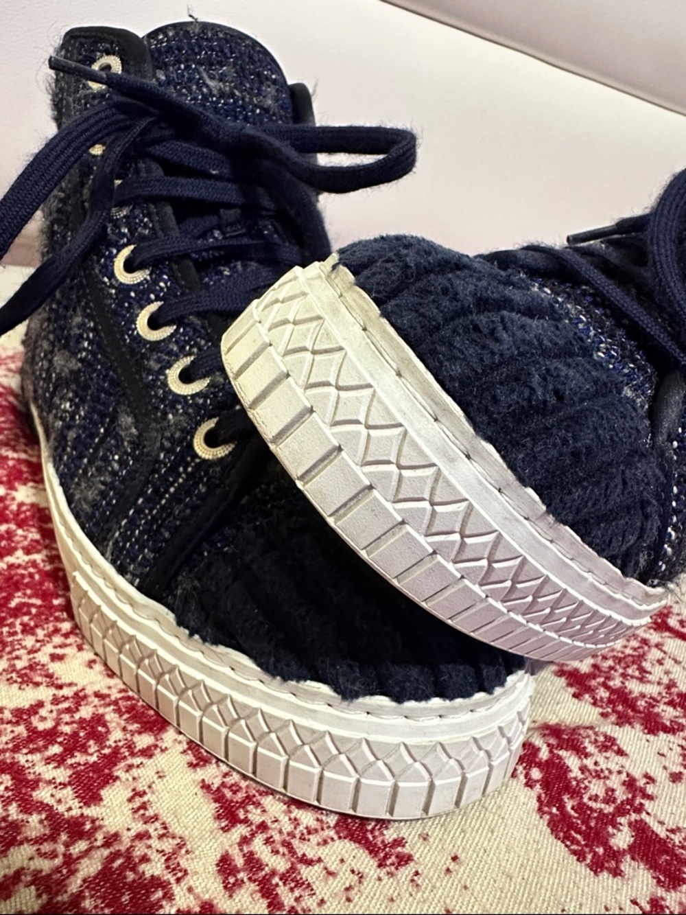 Chanel  Navy High-Top Sneakers - Picture 8 of 12